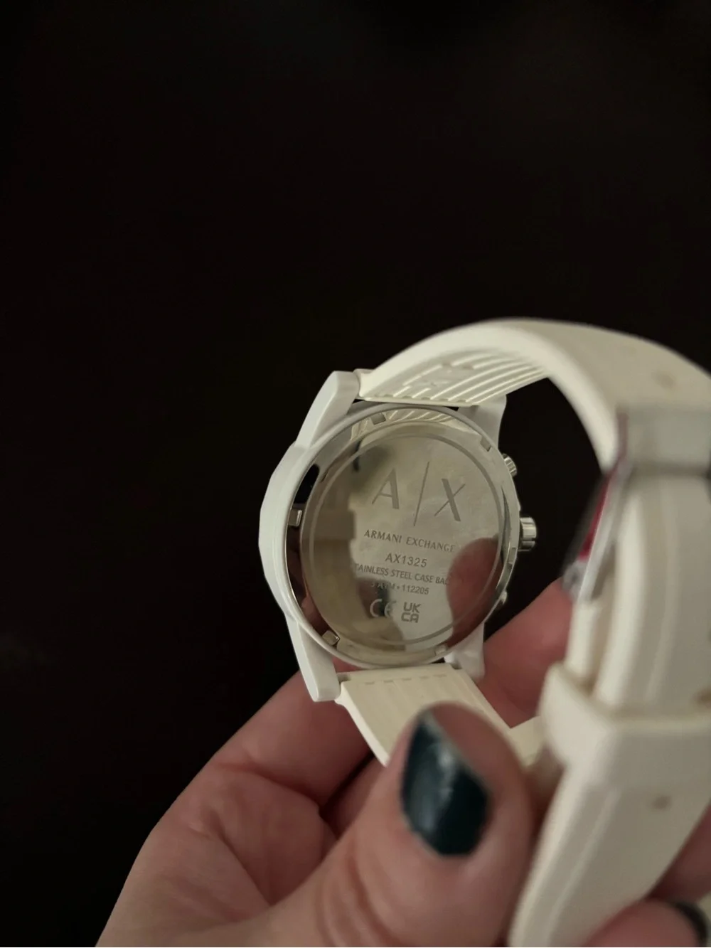 Armani Exchange Silver-Tone Chronograph with White Silicone Strap